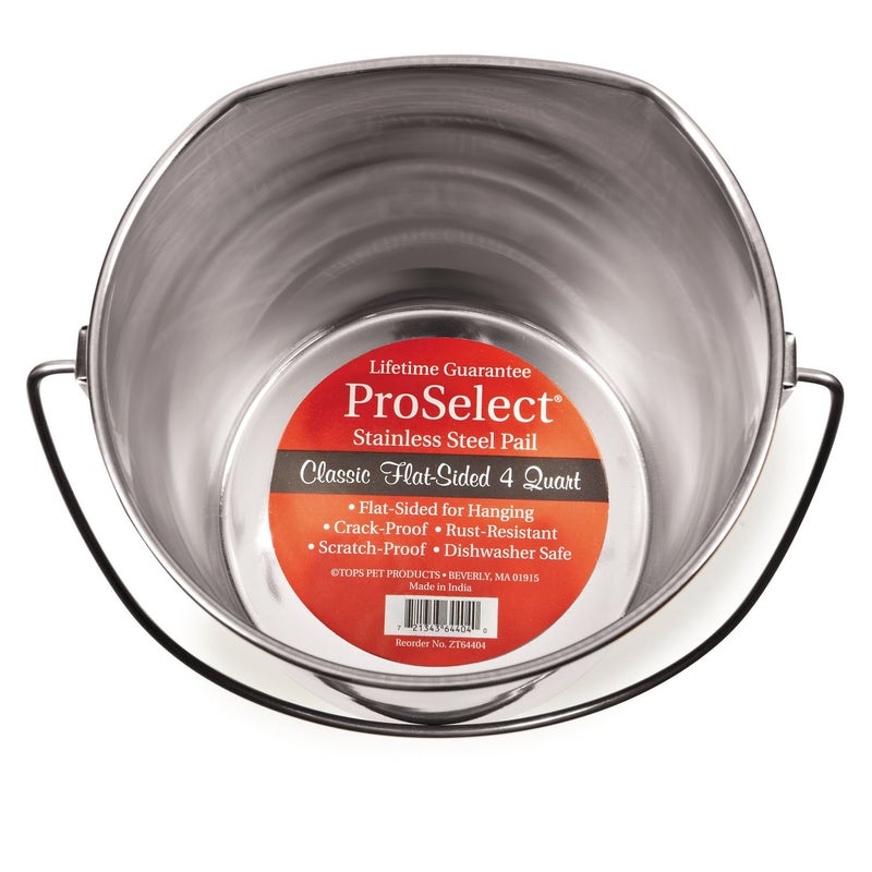 Pro Select ProSelect Stainless Steel Flat Sided Pails â€” Durable Pails for Fences, Cages, Crates, or Kennels - 8", 4-Quart - Image 3